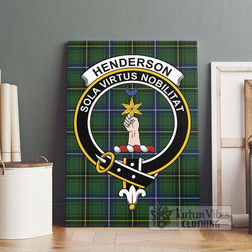 Henderson Tartan Canvas Print Wall Art with Family Crest