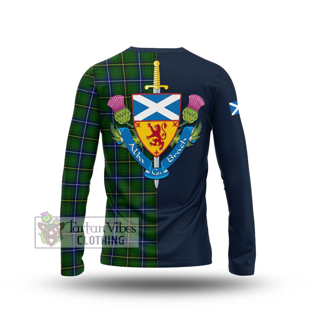 Tartan Vibes Clothing Henderson Modern Tartan Long Sleeve T-Shirt with Scottish Lion Royal Arm Half Style