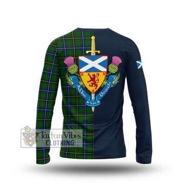 Henderson Tartan Long Sleeve T-Shirt Alba with Scottish Lion Royal Arm Half Style