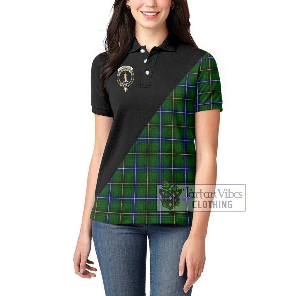 Henderson Tartan Women's Polo Shirt with Family Crest and Military Logo Style - Tartanvibesclothing Shop