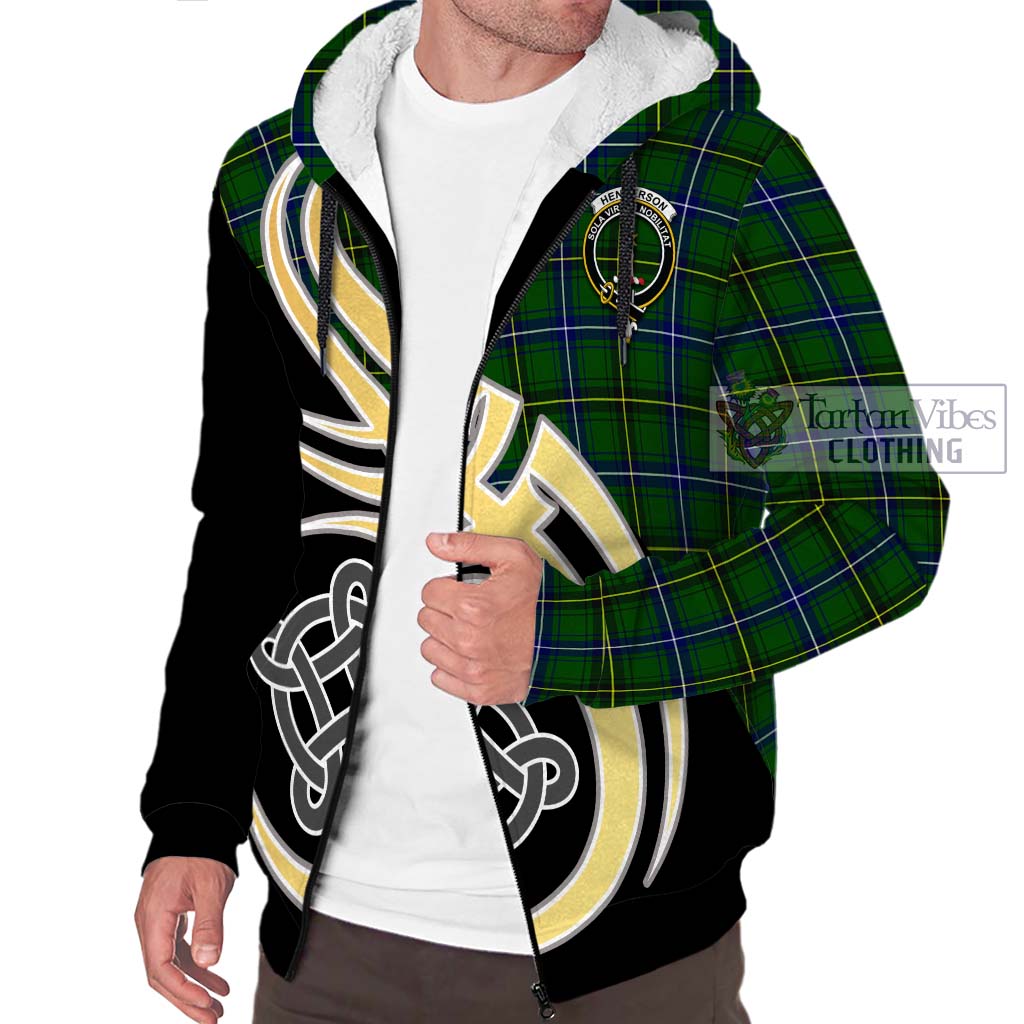 Henderson Tartan Sherpa Hoodie with Family Crest and Celtic Symbol Style - Tartan Vibes Clothing