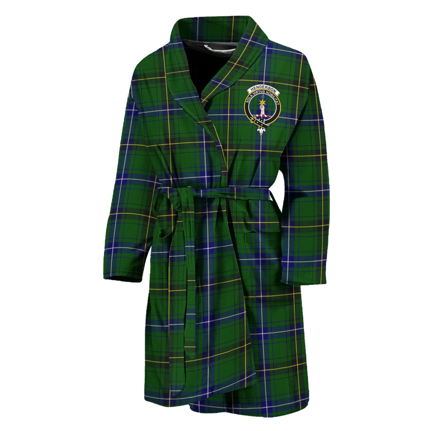 Henderson Tartan Bathrobe with Family Crest Unisex M - Tartan Vibes Clothing