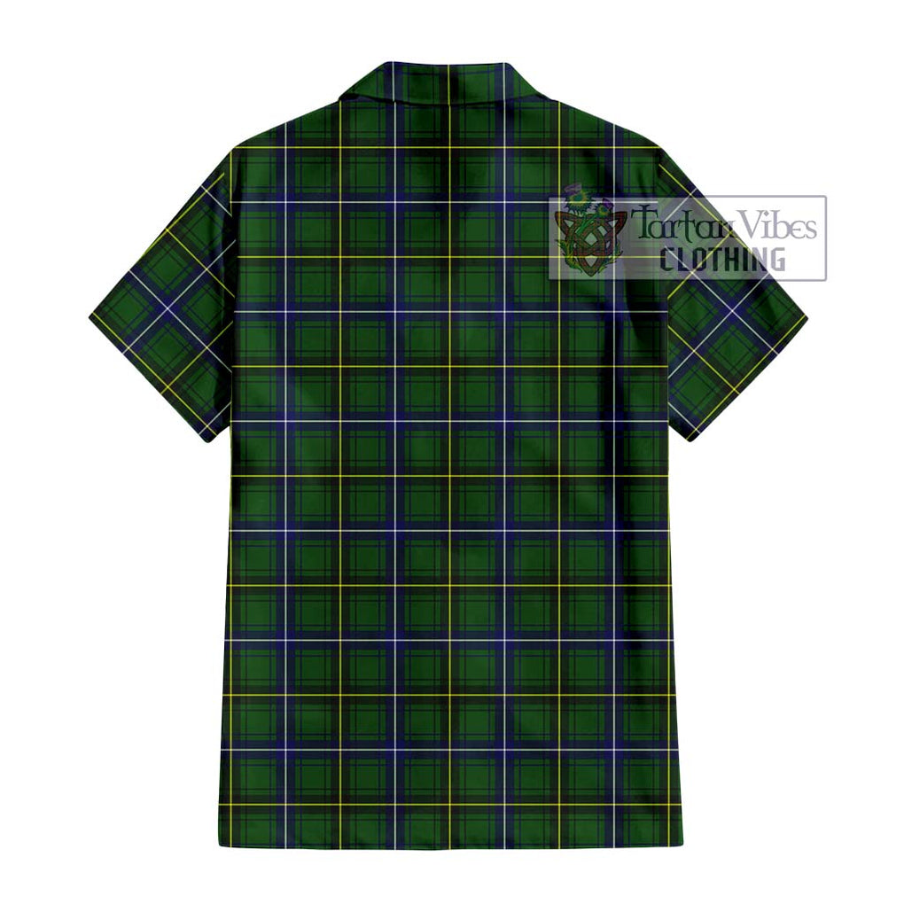 Henderson Tartan Short Sleeve Button Shirt with Family Crest DNA In Me Style - Tartanvibesclothing Shop