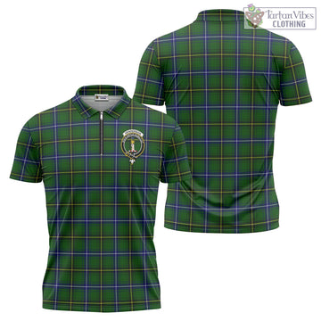 Henderson Tartan Zipper Polo Shirt with Family Crest