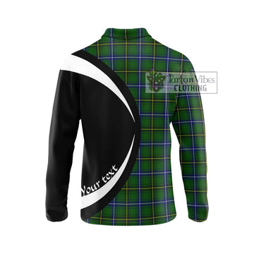 Henderson Tartan Long Sleeve Polo Shirt with Family Crest Circle Style