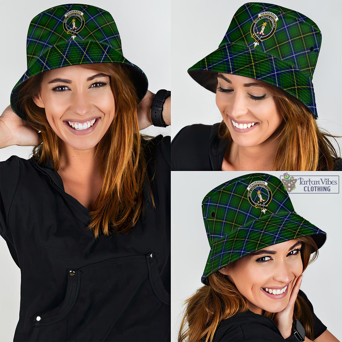 Tartan Vibes Clothing Henderson Modern Tartan Bucket Hat with Family Crest