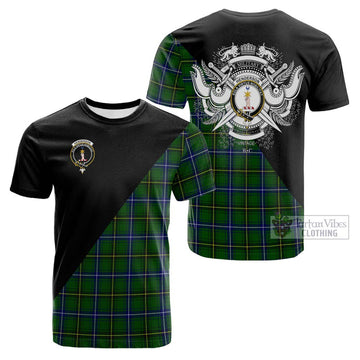 Henderson Tartan Cotton T-shirt with Family Crest and Military Logo Style