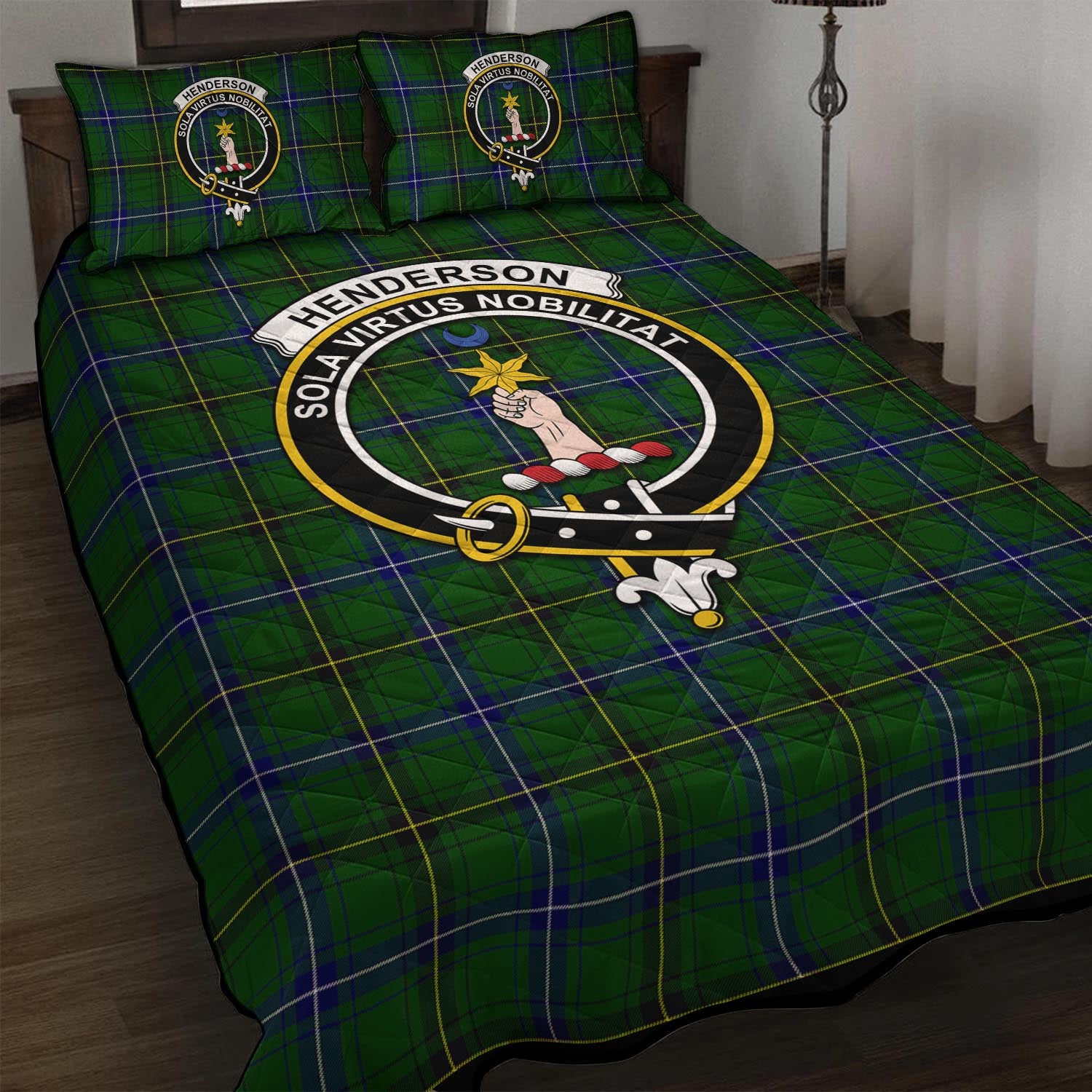 Henderson Tartan Quilt Bed Set with Family Crest - Tartan Vibes Clothing