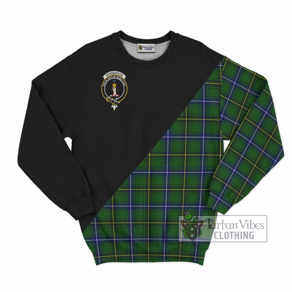 Henderson Tartan Sweatshirt with Family Crest and Military Logo Style - Tartanvibesclothing Shop