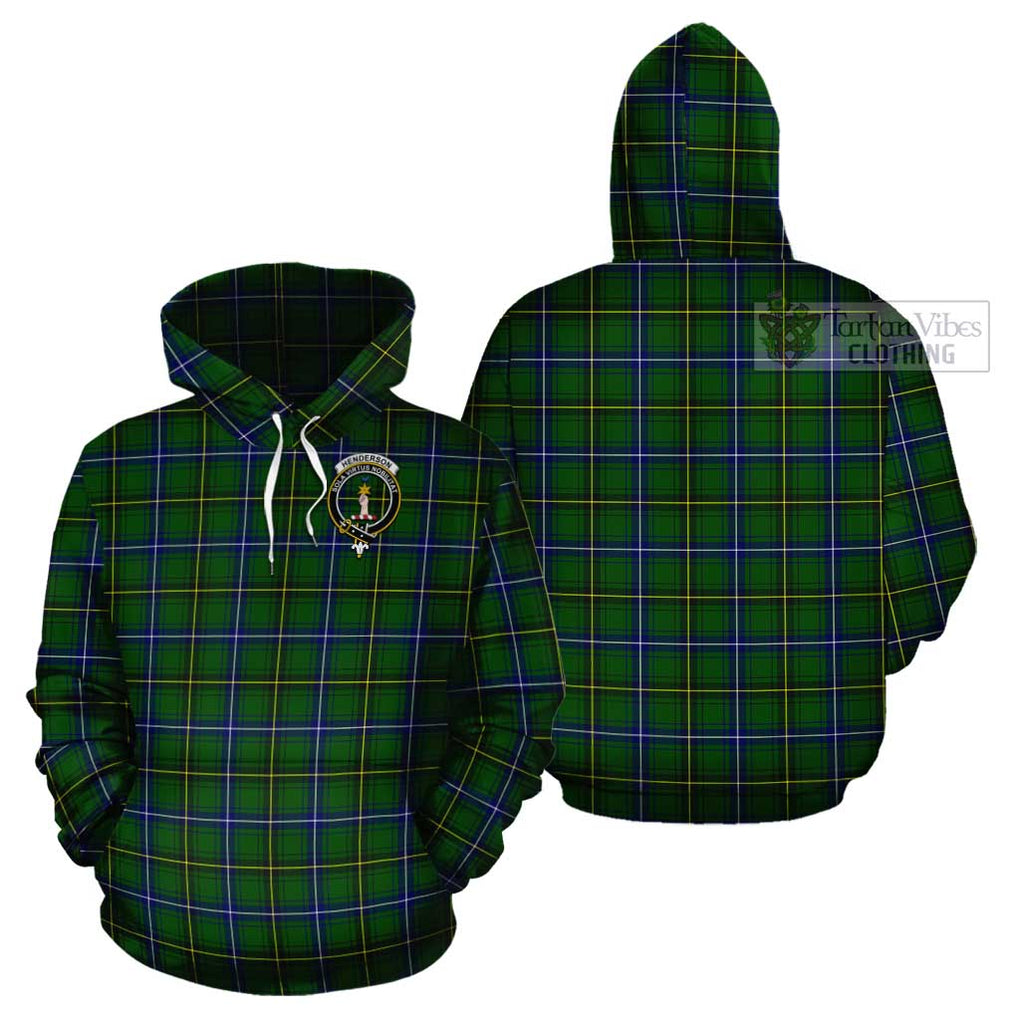 Henderson Tartan Cotton Hoodie with Family Crest Pullover Hoodie - Tartan Vibes Clothing