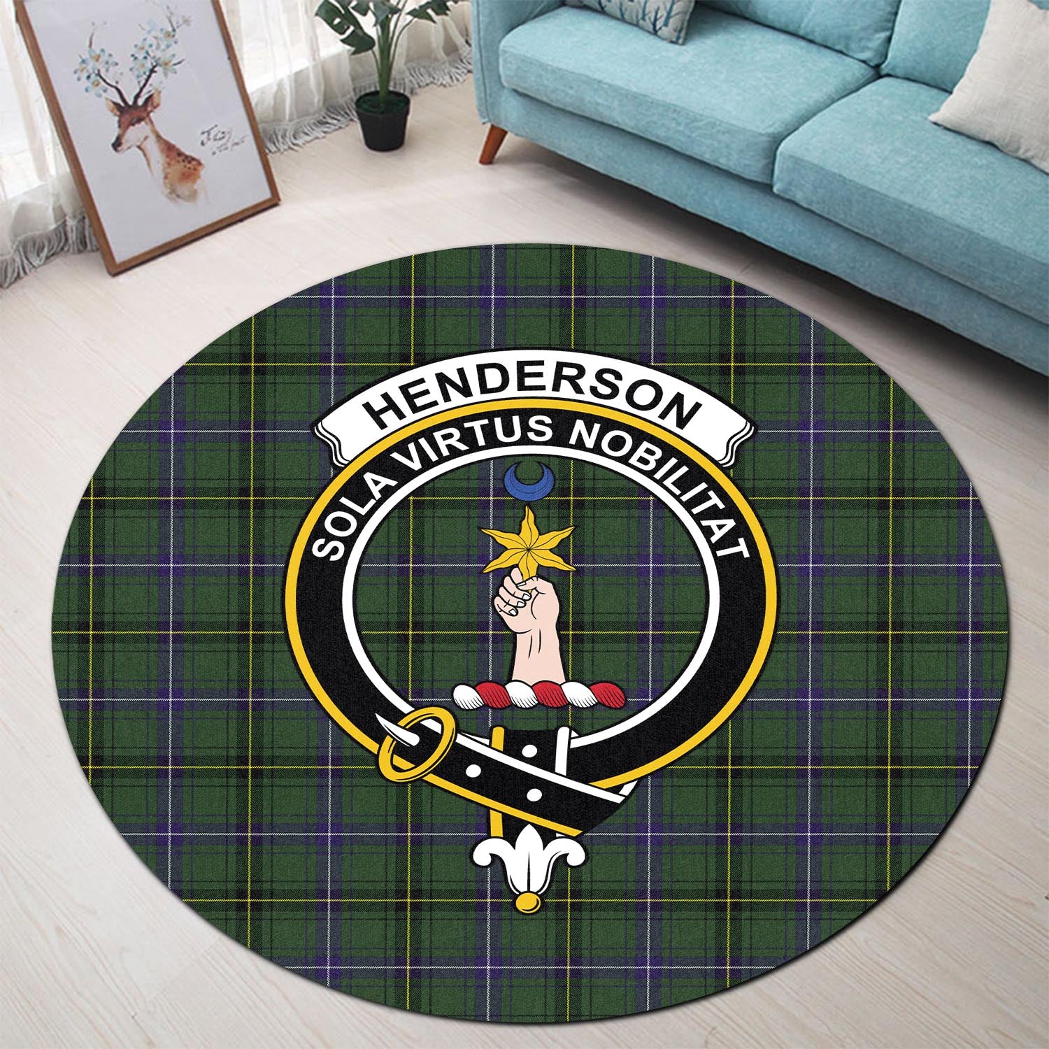 henderson-modern-tartan-round-rug-with-family-crest