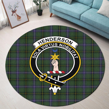 Henderson Tartan Round Rug with Family Crest