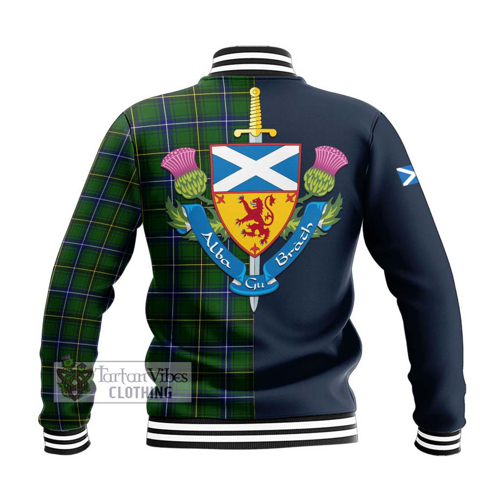 Henderson Tartan Baseball Jacket Alba with Scottish Lion Royal Arm Half Style - Tartan Vibes Clothing
