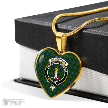 Henderson Tartan Heart Necklace with Family Crest