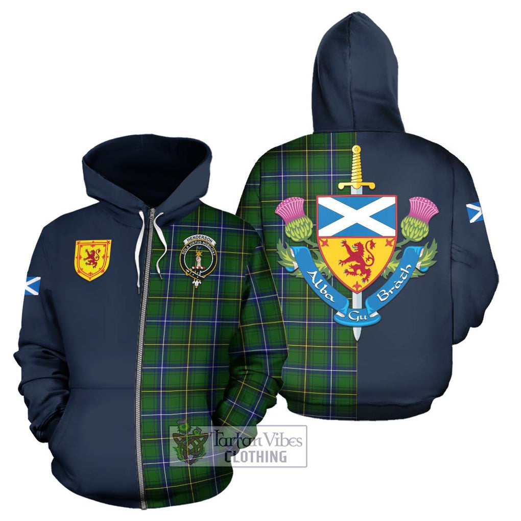 Tartan Vibes Clothing Henderson Modern Tartan Hoodie with Scottish Lion Royal Arm Half Style