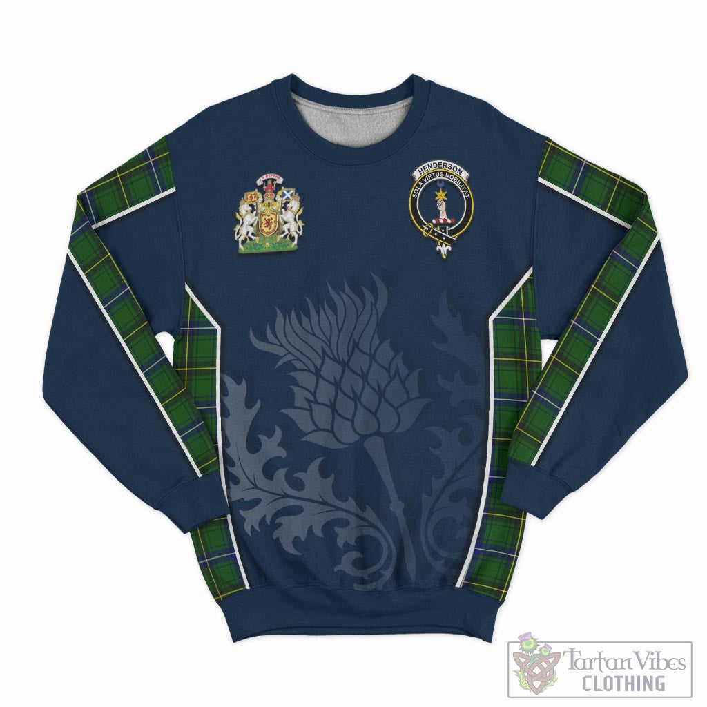 Tartan Vibes Clothing Henderson Modern Tartan Sweatshirt with Family Crest and Scottish Thistle Vibes Sport Style