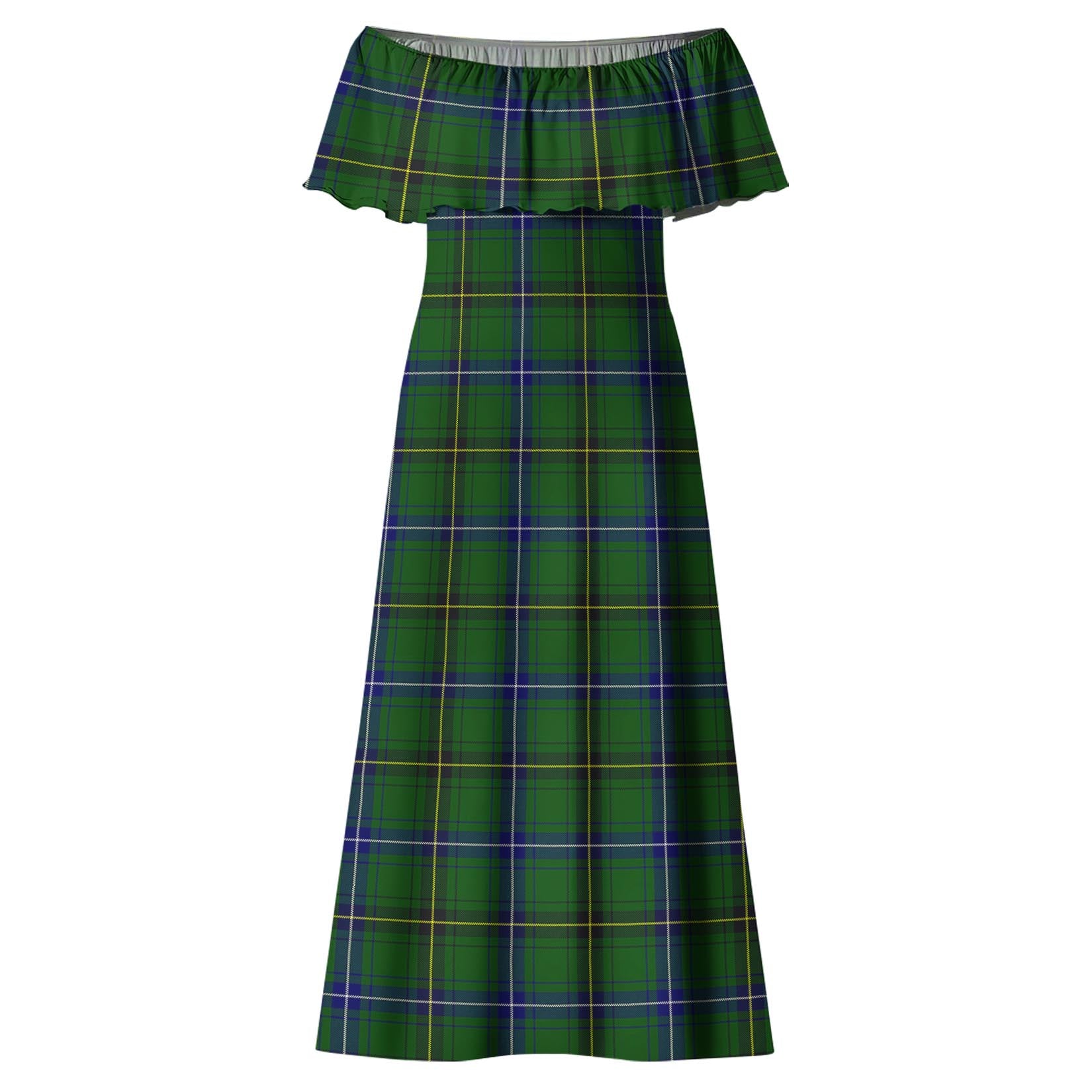 Henderson Modern Tartan Off Shoulder Long Dress - Tartanvibesclothing