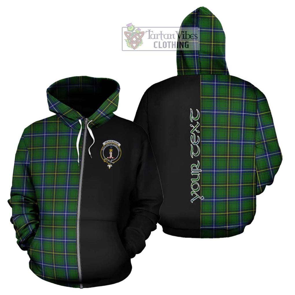 Henderson Tartan Hoodie with Family Crest and Half Of Me Style - Tartanvibesclothing Shop