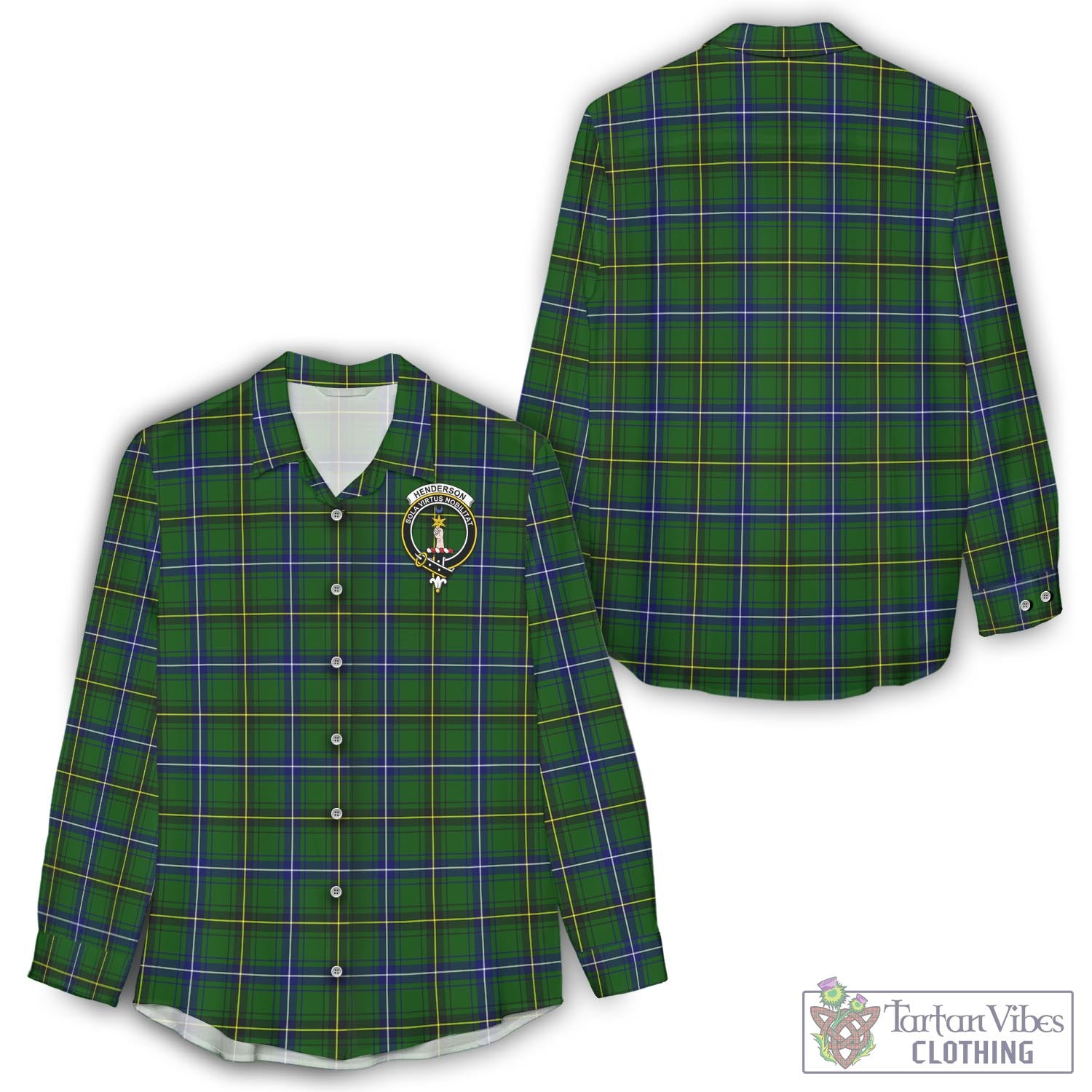 Tartan Vibes Clothing Henderson Modern Tartan Womens Casual Shirt with Family Crest