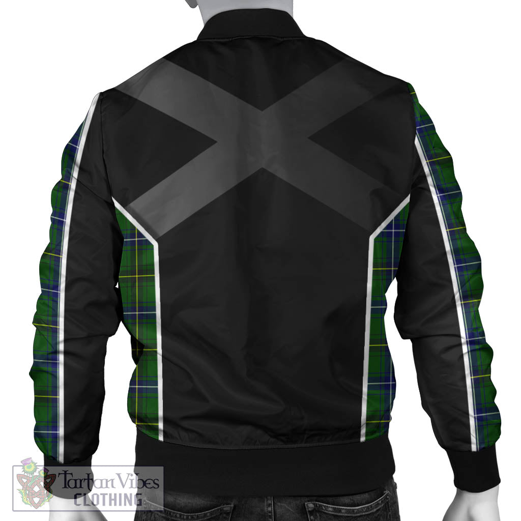 Tartan Vibes Clothing Henderson Modern Tartan Bomber Jacket with Family Crest and Scottish Thistle Vibes Sport Style