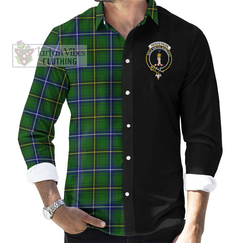 Henderson Tartan Long Sleeve Button Shirt with Family Crest and Half Of Me Style - Tartanvibesclothing Shop