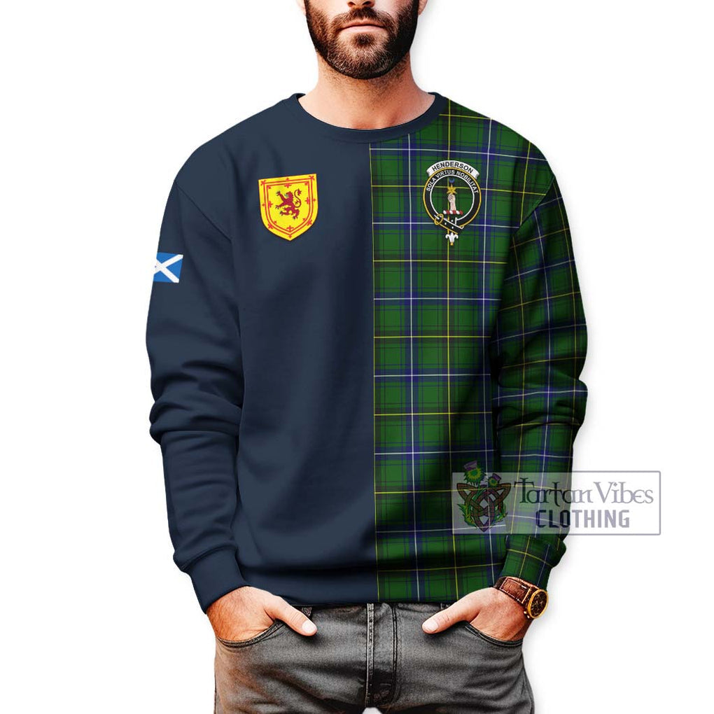 Tartan Vibes Clothing Henderson Modern Tartan Sweatshirt with Scottish Lion Royal Arm Half Style