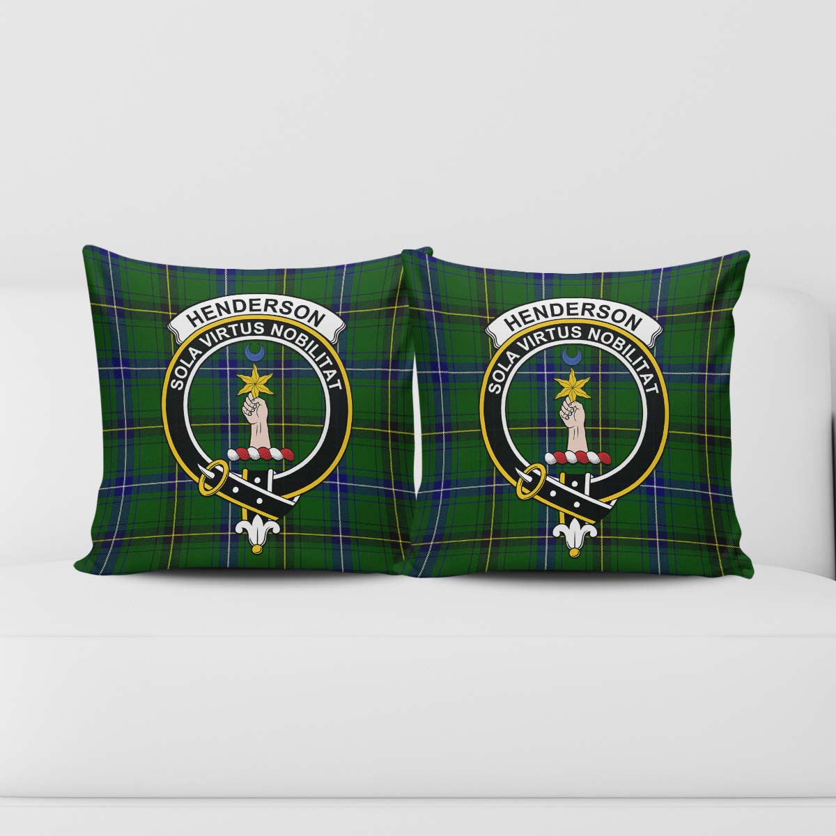 Henderson Modern Tartan Pillow Cover with Family Crest - Tartanvibesclothing