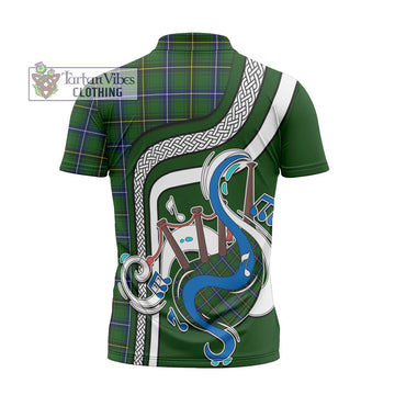 Henderson Tartan Zipper Polo Shirt with Epic Bagpipe Style