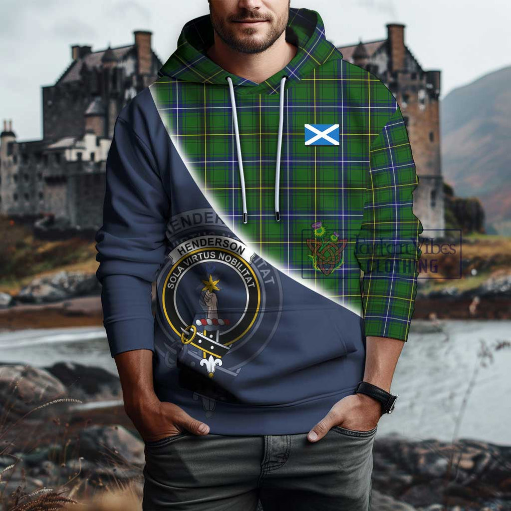 Henderson Tartan Hoodie with Personalised National Flag and Family Crest Half Style - Tartanvibesclothing Shop