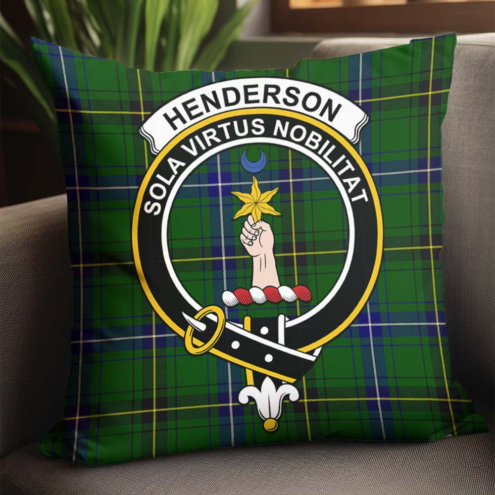 Henderson Modern Tartan Pillow Cover with Family Crest - Tartanvibesclothing