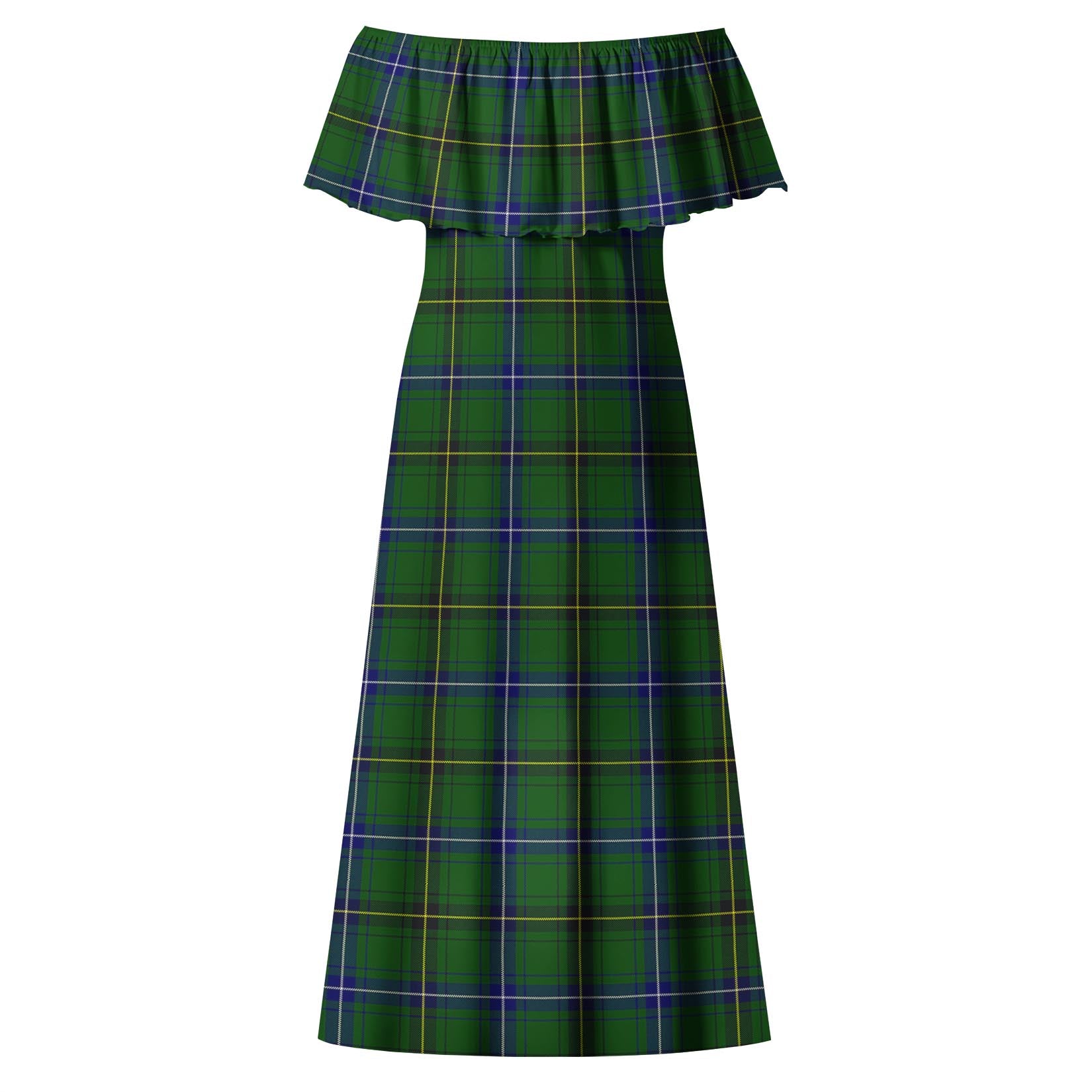 Henderson Modern Tartan Off Shoulder Long Dress - Tartanvibesclothing