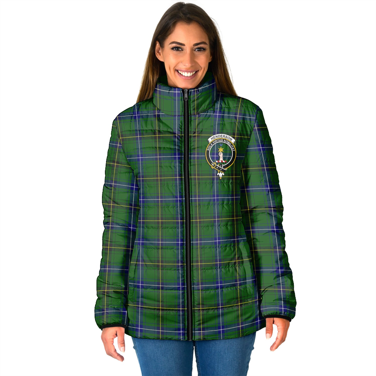 Henderson Tartan Padded Jacket with Family Crest - Tartan Vibes Clothing