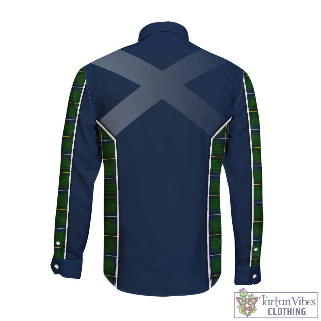 Tartan Vibes Clothing Henderson Modern Tartan Long Sleeve Button Up Shirt with Family Crest and Scottish Thistle Vibes Sport Style