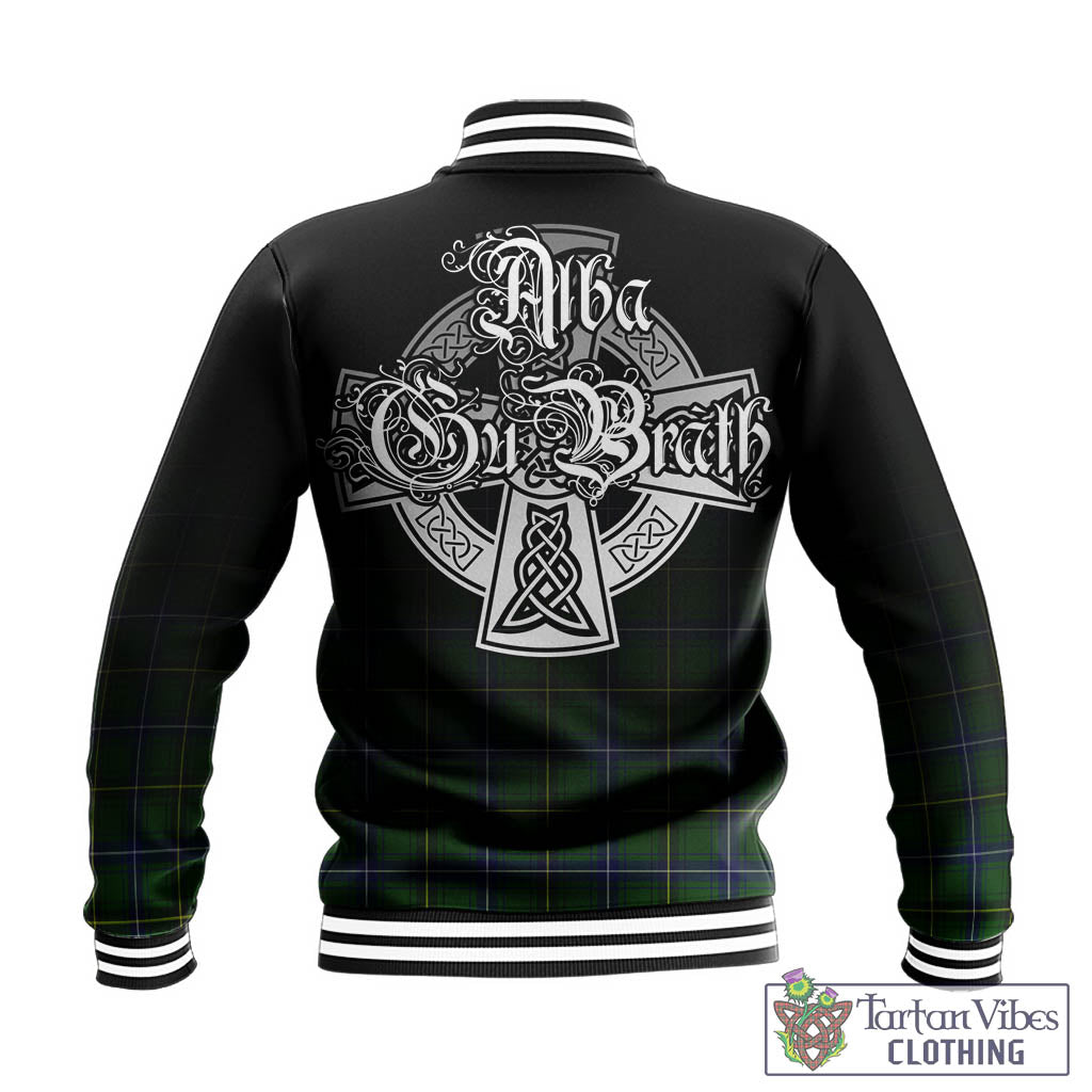 Tartan Vibes Clothing Henderson Modern Tartan Baseball Jacket Featuring Alba Gu Brath Family Crest Celtic Inspired