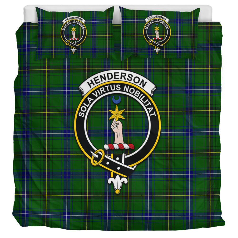 Henderson Tartan Bedding Set with Family Crest UK Bedding Set UK Super King 104*94 inch - Tartan Vibes Clothing