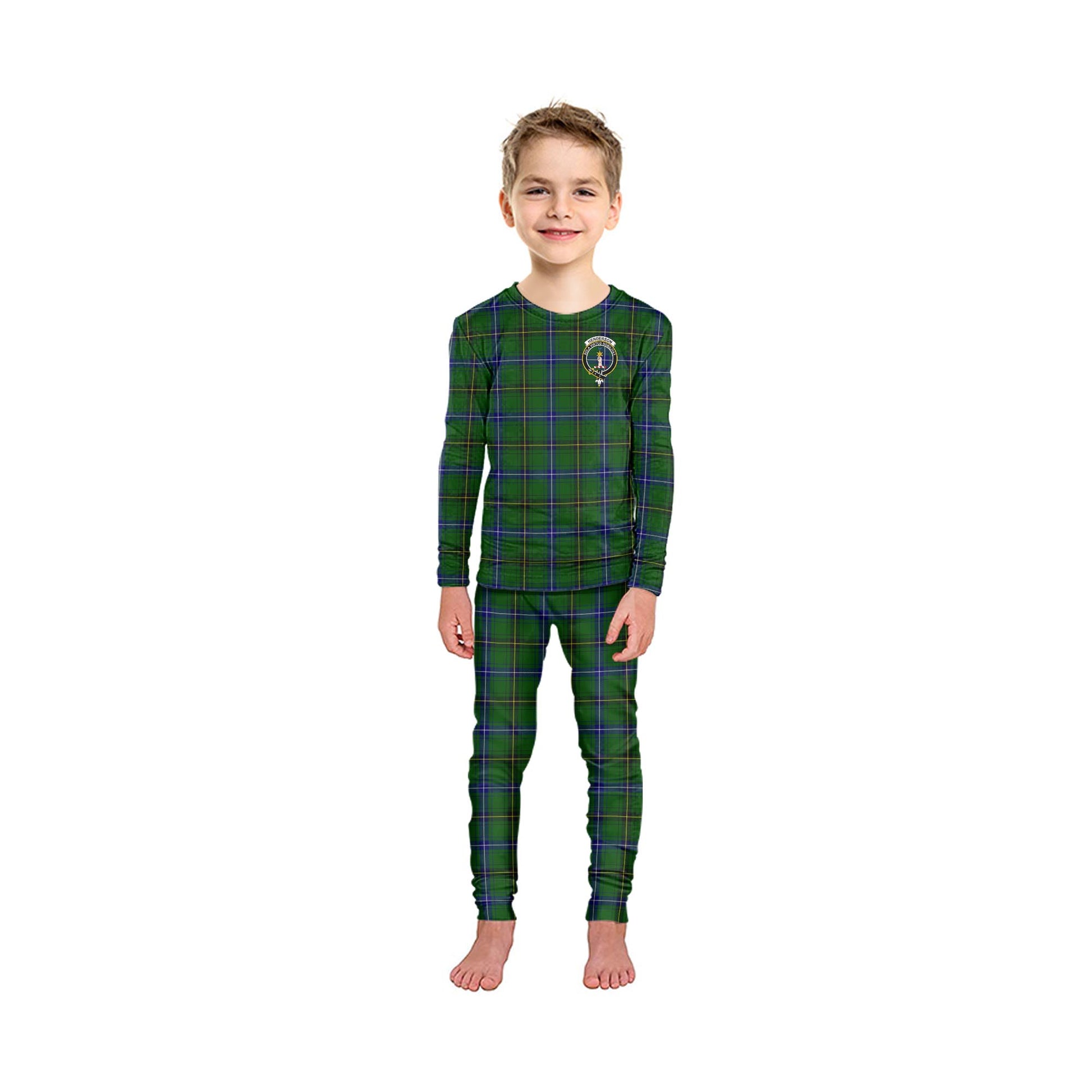 Henderson Tartan Pajamas Family Set with Family Crest - Tartan Vibes Clothing