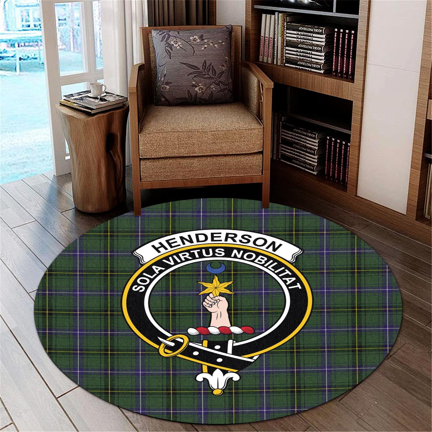 henderson-modern-tartan-round-rug-with-family-crest