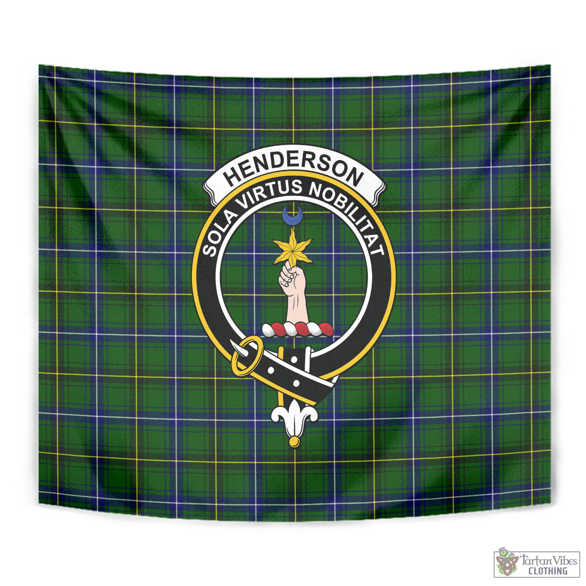 Tartan Vibes Clothing Henderson Modern Tartan Tapestry Wall Hanging and Home Decor for Room with Family Crest