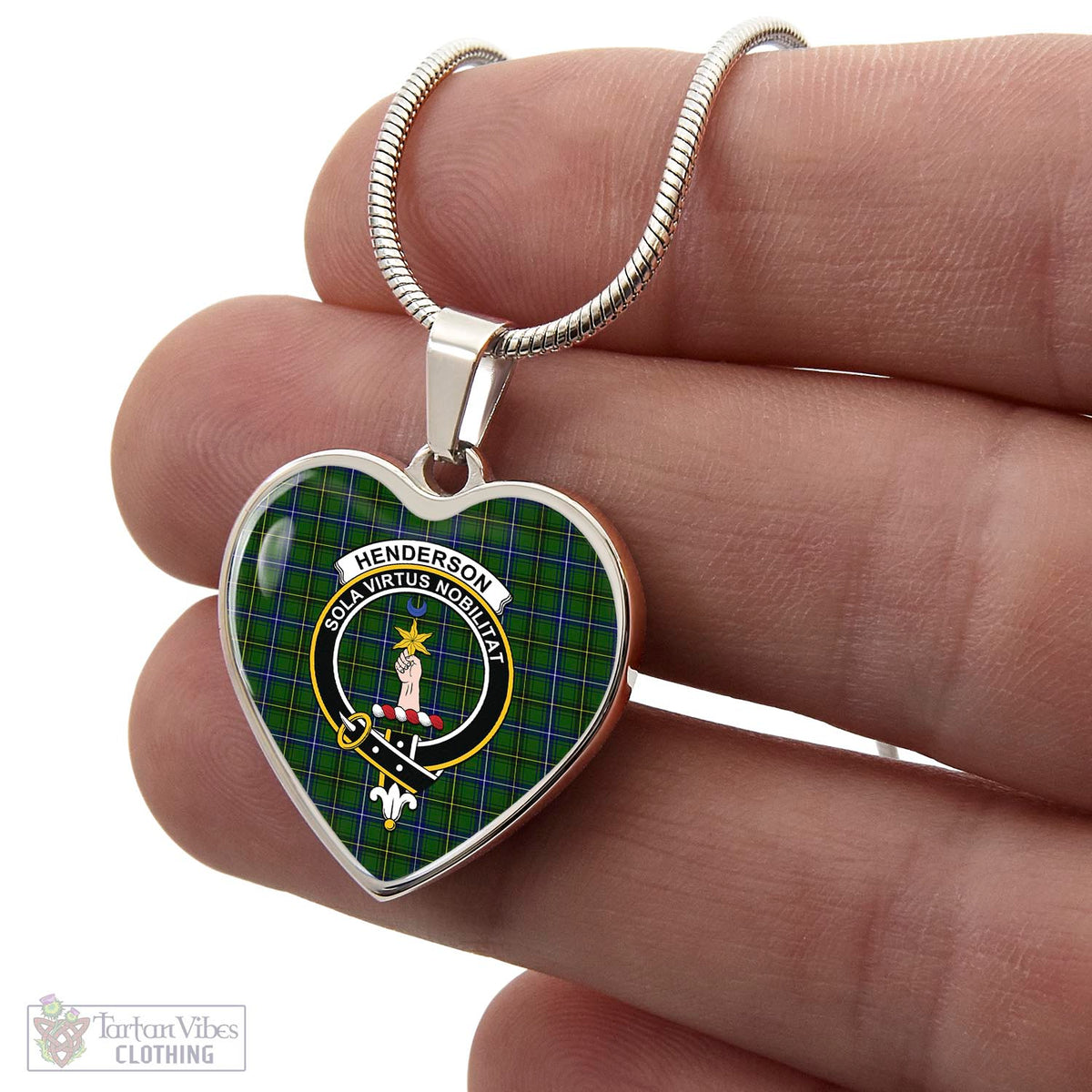 Henderson Tartan Heart Necklace with Family Crest - Tartan Vibes Clothing