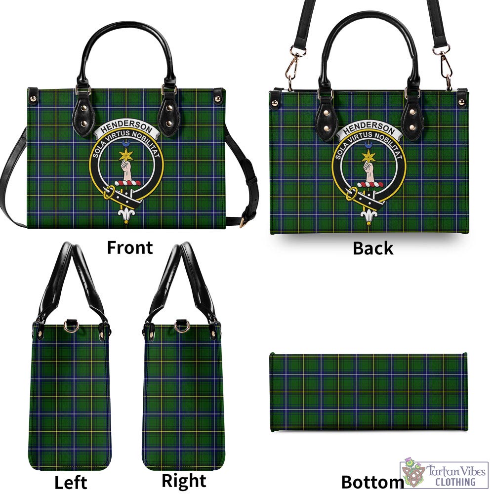 Tartan Vibes Clothing Henderson Modern Tartan Luxury Leather Handbags with Family Crest