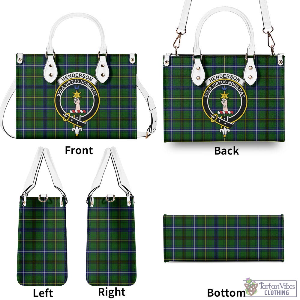 Tartan Vibes Clothing Henderson Modern Tartan Luxury Leather Handbags with Family Crest