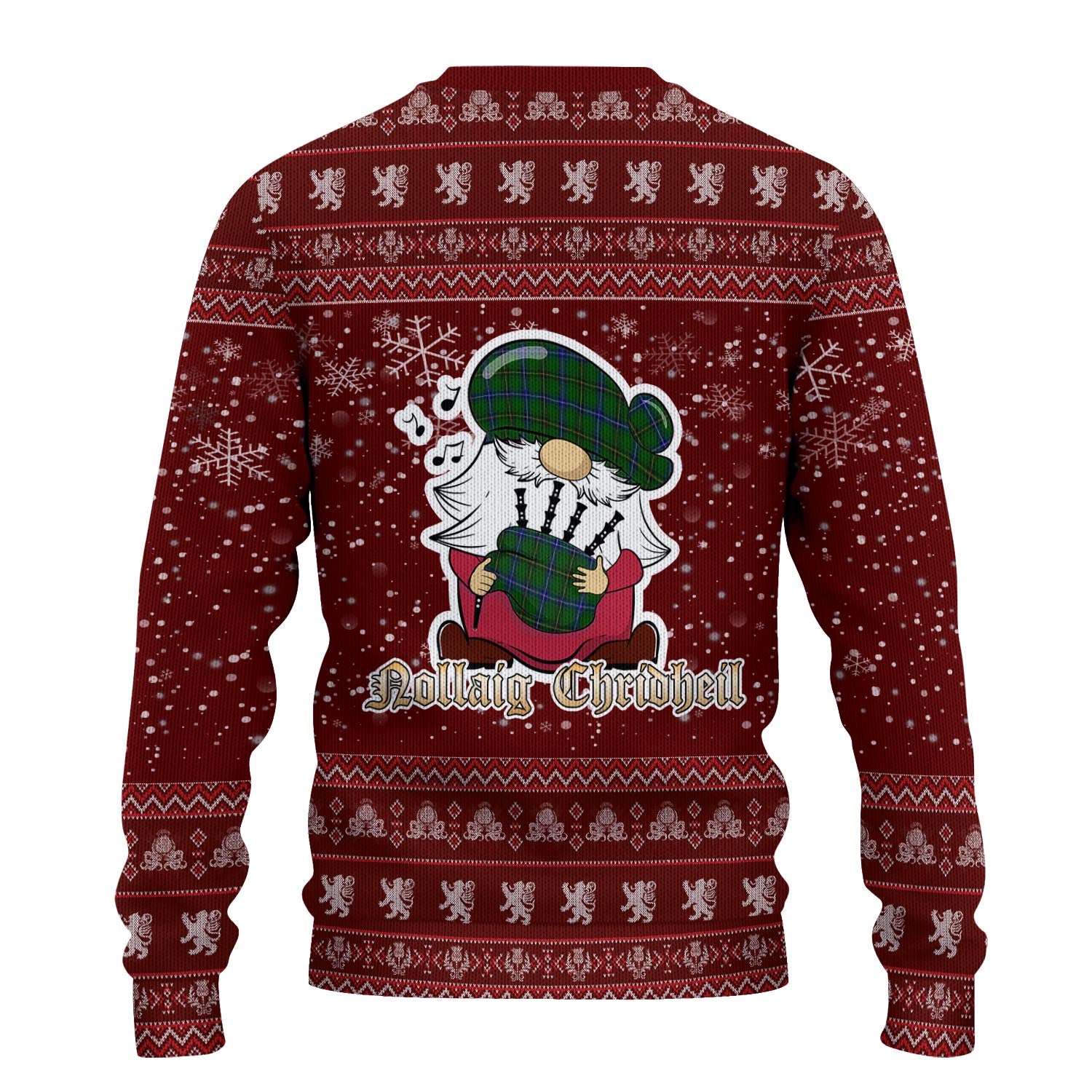 Henderson Modern Clan Christmas Family Knitted Sweater with Funny Gnome Playing Bagpipes - Tartanvibesclothing