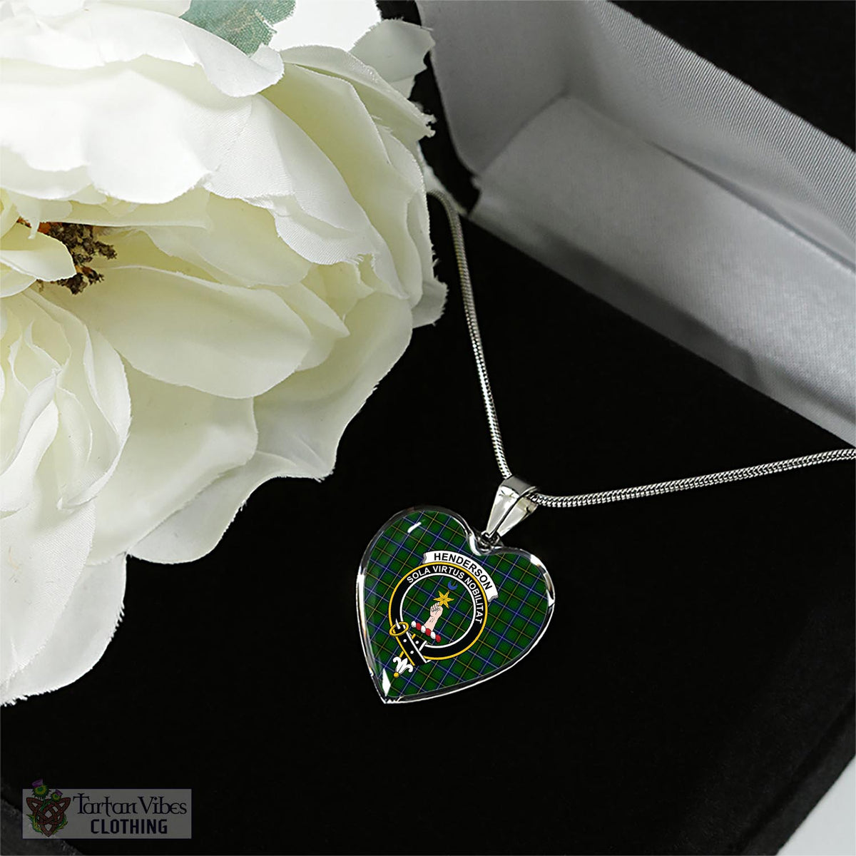 Henderson Tartan Heart Necklace with Family Crest - Tartan Vibes Clothing