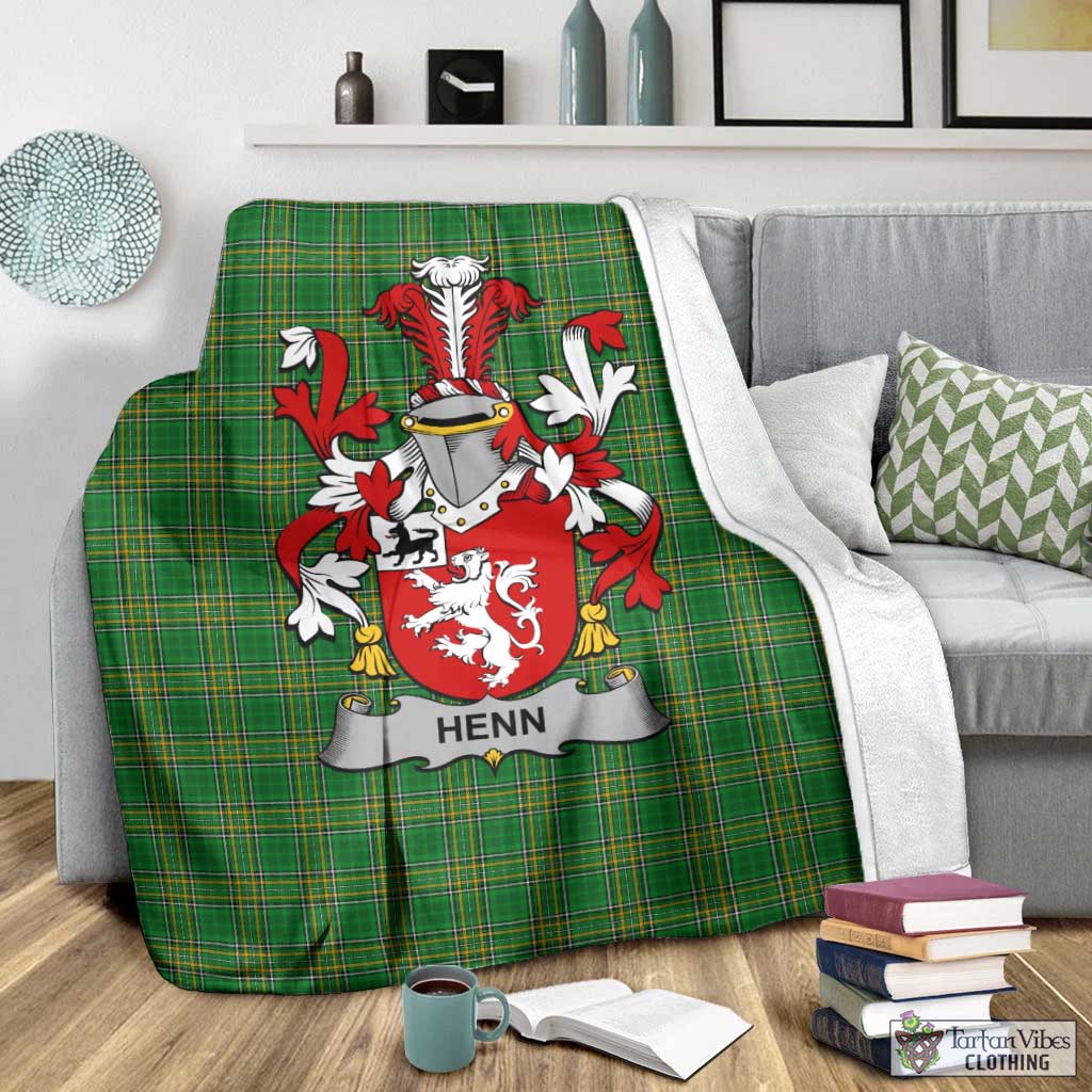 Henn Irish Clan Tartan Blanket with Coat of Arms - Tartan Vibes Clothing