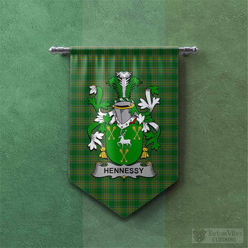 Hennessy Irish Clan Tartan Gonfalon, Tartan Banner with Coat of Arms Chevron - Tartan Vibes Clothing