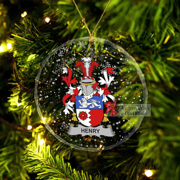 Henry Irish Clan Christmas Glass Ornament with Coat of Arms