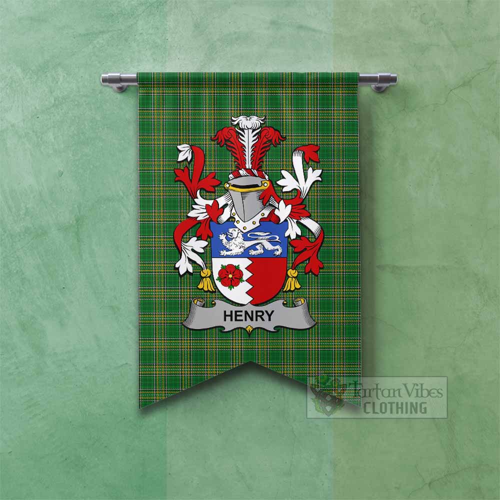 Henry Irish Clan Tartan Gonfalon, Tartan Banner with Coat of Arms Fishtail - Tartan Vibes Clothing