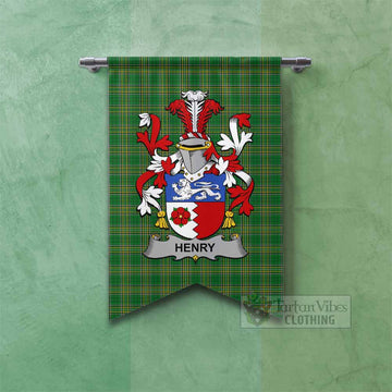 Henry Irish Clan Tartan Gonfalon, Tartan Banner with Coat of Arms Fishtail - Tartan Vibes Clothing