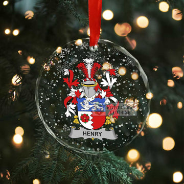 Henry Irish Clan Christmas Glass Ornament with Coat of Arms