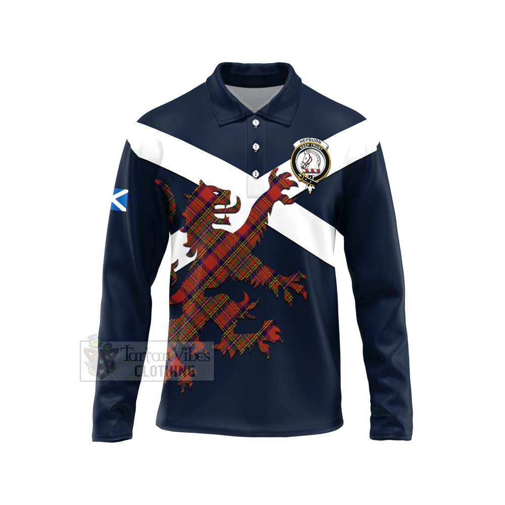 Tartan Vibes Clothing Hepburn Tartan Lion Rampant Long Sleeve Polo Shirt – Proudly Display Your Heritage with Alba Gu Brath and Clan Name